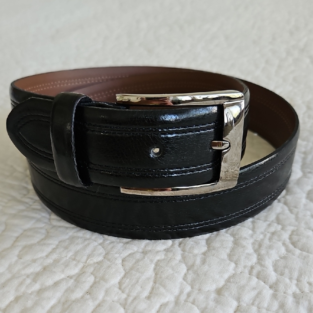 BOSCA Men's Black Leather Dress Belt Sz 36